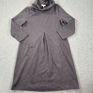 Tyler Boe Cowl Neck Dress Women's Small Purple Gray 3/4 Sleeve Pockets Pleated